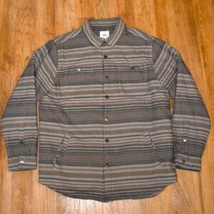 Katin Gray Striped Sherpa Lined Snap Front Shacket Shirt Jacket XXL